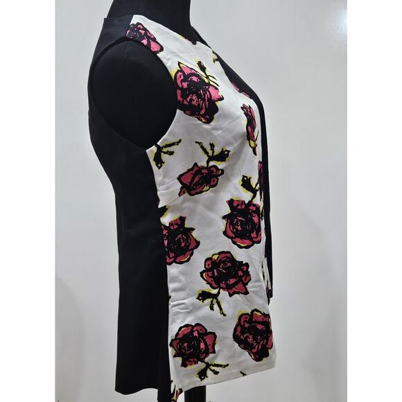 Yaly Couture Custom Tailored Top Medium Asymmetrical Floral Colorblock Artsy - Picture 6 of 10